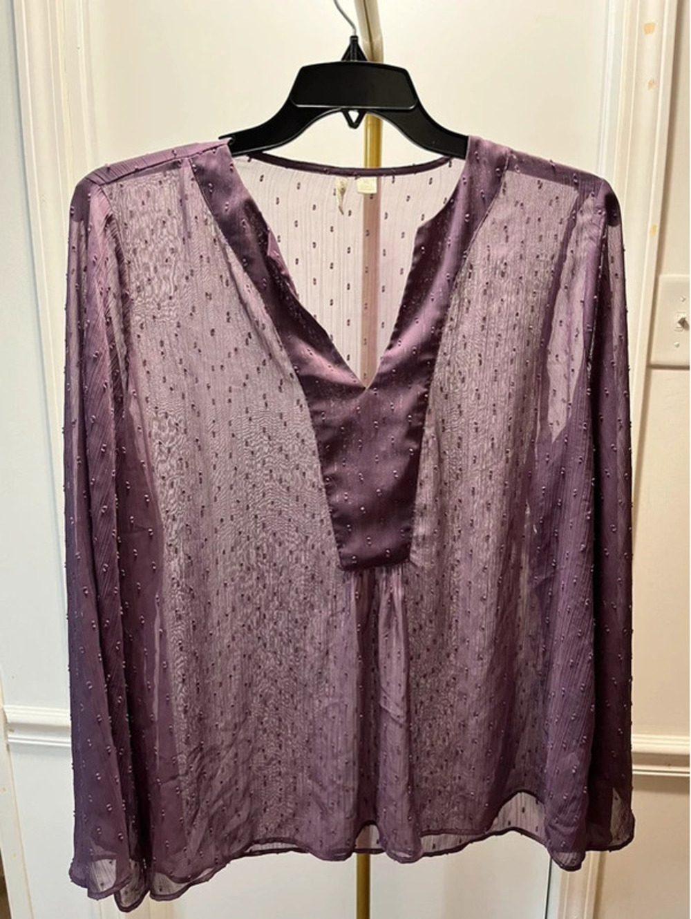 CATO XL - 1X semi sheer purple blouse